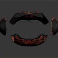 Ornate Black Armor Featuring Red Floral Patterns And Intricate Designs 3d model