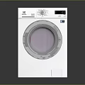 Modern Front Loading Washing Machine With Stainless Steel Design And Transparent Door
