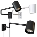 Modern Adjustable Wall Lights with Black White Finish and Sleek Arm Design 3d model