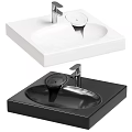 Modern Square White and Black Bathroom Sink with Faucet Interior Design Ideas