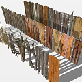 Stone And Wood Decorative Fence Planks With Natural Branches And Craft Materials
