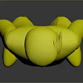 Animated 3D Character Model With Black Short Hair Green Outfit And Blue Shoes Standing Pose