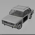 Vintage Classic White Sedan with Roof Rack and Retro Exterior Design