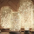 Illuminated Decorative Lights in Glass Domes with String Lights and Various Sizes 3d model