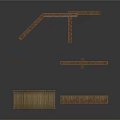 Wooden Scenic Components with Bridge Plank Walkway and Various Shaped Structures