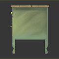 Stylish Green Cabinet With Gold Knobs Orange Top And Two Doors