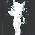 Purple Cat Like Character In Maid Outfit With Blue Eyes And Standing Pose