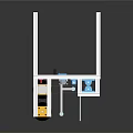 Multi Layer Industrial Equipment With White Frame Black Base And Blue Components