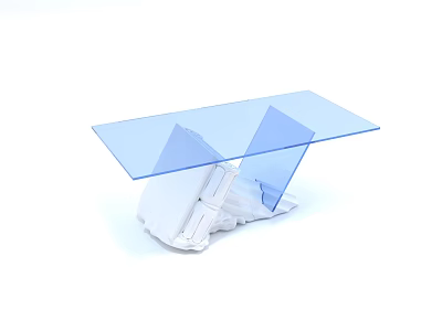 Modern Coffee Table With Transparent Glass Top And White Unique Base Design Structure 3d model