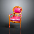 Classic Carved Wooden Chair With Pink Upholstery Ornate Backrest And Armrests