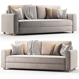 sofa lille velvet gray 3d model