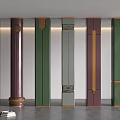 Decorative Columns In Various Colors With Modern Ornamental Designs And Golden Accents