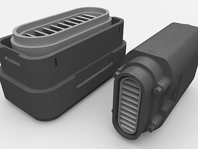 Industrial Equipment Components Featuring Black Casing And Grille Design Structure 3d model