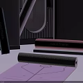 Paul Frank Yoga Mats in Blue Pink Gray with Unfolded Purple and Line Patterns