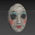 Vintage Costume Mask With Cracked Details Blue Pink Eye Makeup And Red Lips