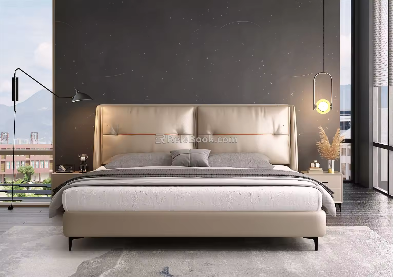 Modern Background Double Bed Double Bed 3d model