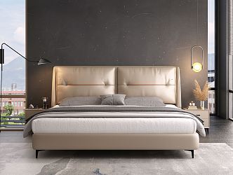 Modern Background Double Bed Double Bed 3d model