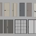 Various Modern Hinged Doors With Different Colors And Panel Styles For Home Interior 3d model