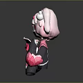 Cute Game Movie Character Featuring Pink Hair Heart Eyes Holding Rabbit Doll With Pink Bow