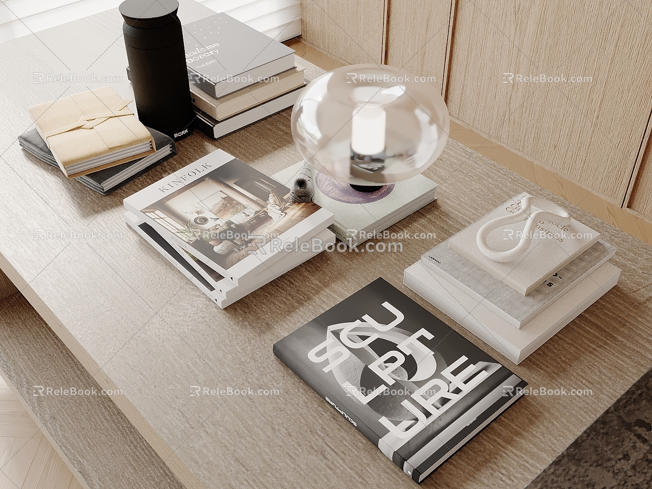 Modern Table Ornaments Books Table Lamp Kettle 3d model