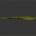 Miniature Square Landscape Model With Green Grass Trees Small House Fenced Area And Vegetation