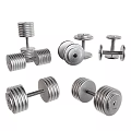 Silver Metal Dumbbells For Fitness Training With Weight Plates And Different Sizes