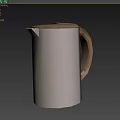 White Electric Kettle With Brown Lid And Handle For Daily Use Home Appliance