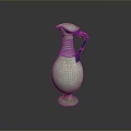 Light Green Ceramic Vase With Blue Striped Accents And Curved Handle