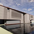 Modern Sales Office Building With Gray And Red Exterior Design Elements 3d model