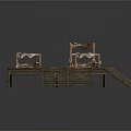 Wooden Platform With Steps And Cushioned Chairs On Deck Structure