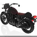 Black Classic Motorcycle With Red Seat Number 87 And Stylish Body Design