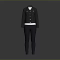 Black Denim Jacket With White Inner Top And Dark Pants For Casual Daily Outfit