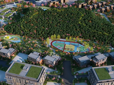 Residential Buildings With Lush Greenery Central Park And Recreational Facilities 3d model