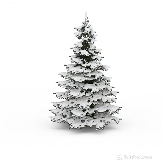 Tall Snow Covered Evergreen Arbor With Fresh Snow Accumulation In Winter 3d model 