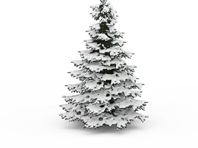 Tall Snow Covered Evergreen Arbor With Fresh Snow Accumulation In Winter 3d model