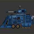 Blue Armored Mech Vehicle With Cannon Tracks BT Marking And Green Light
