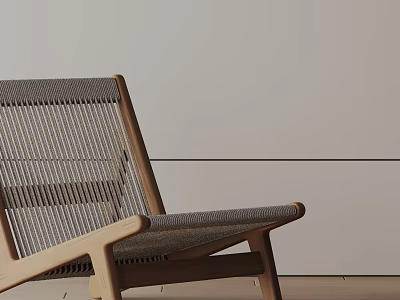 Modern Leisure Chair With Wooden Frame And Woven Seat For Comfortable Relaxation 3d model