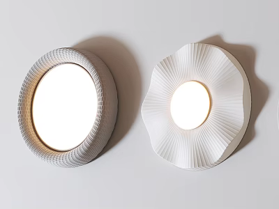 Stylish Ceiling Lights With Round Woven Frame And Petal Pleated Design On White Wall Soft Light 3d model