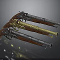 Vintage Revolver Collection With Wooden Grips Metal Barrels And Different Color Finishes