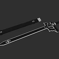 Medieval Fantasy Sword With Black Scabbard And Decorative Metal Hilt