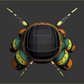 Vibrant Colored Spherical 3D Model With Sci Fi Mechanical Details And Mesh Design Elements