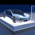 Future Concept Car With Sleek Body Design On Modern Display Platform 3d model