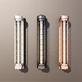 Modern Style Vertical Wall Lamps in White Black and Copper Mounted on Gray Wall