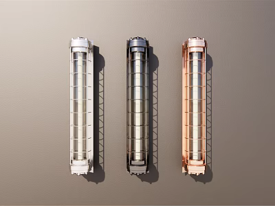 Modern Style Vertical Wall Lamps in White Black and Copper Mounted on Gray Wall 3d model