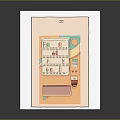 Game Movie Character Themed Orange Vending Machine with Colorful Decor and White Frame