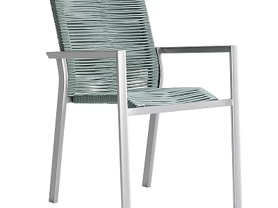 Modern Woven Lounge Chair With Aluminum Frame And Light Green Seat Design 3d model