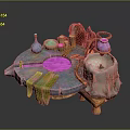 Apothecary Potion Table Alchemist Magic Scene Magic Lab Magic Scene 3d model
