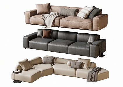 Modern double sofa multiplayer sofa corner sofa 3d model