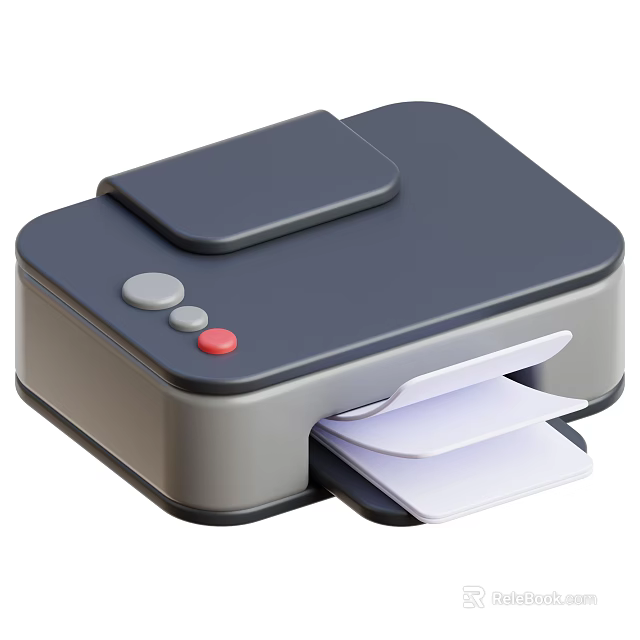 Smart Printer Machine With Gray And Dark Gray Exterior Control Buttons Feeding White Paper 3d model