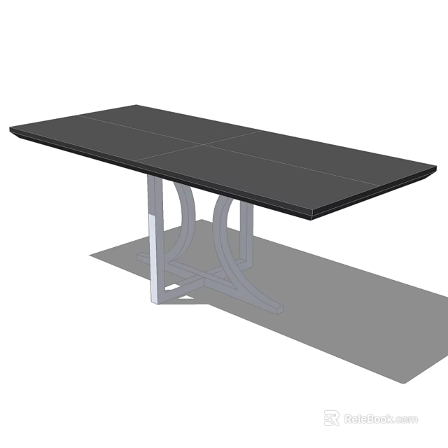 Modern Black Rectangular Dining Table With Metal Legs And Sleek Design 3d model